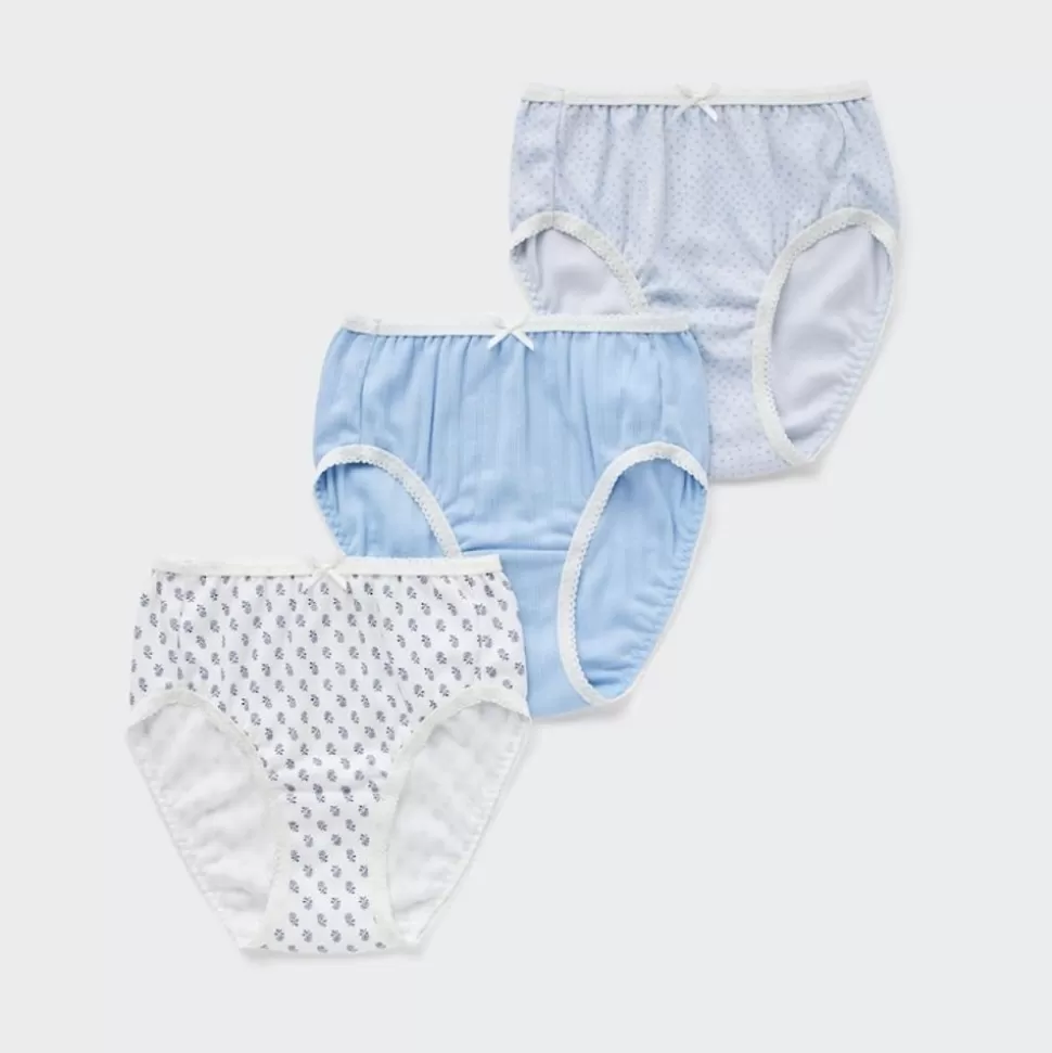 UNIQLO Bhs & Unterwäsche*Madchen Gemusterter Slip (3Er-Set) Hellblau
