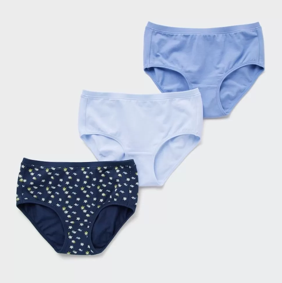 UNIQLO Bhs & Unterwäsche*Madchen Gemusterter Slip Mit Niedrigem Bund (3Er-Set) Dunkelblau