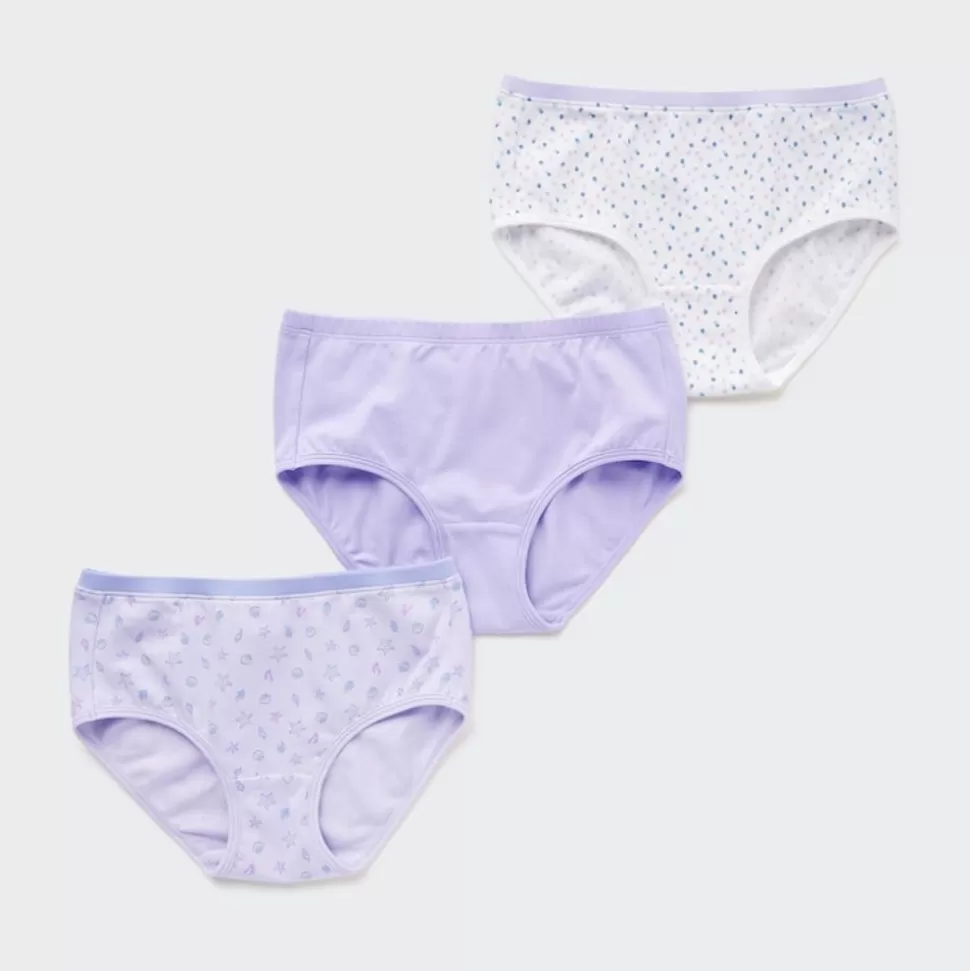 UNIQLO Bhs & Unterwäsche*Madchen Gemusterter Slip Mit Niedrigem Bund (3Er-Set) Lila