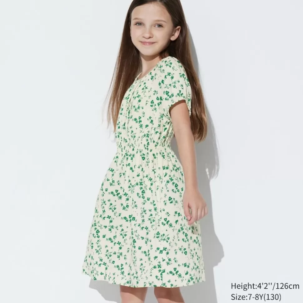 UNIQLO Kleider & Jumpsuits*Madchen Gemustertes Viskose Kurzarm Kleid