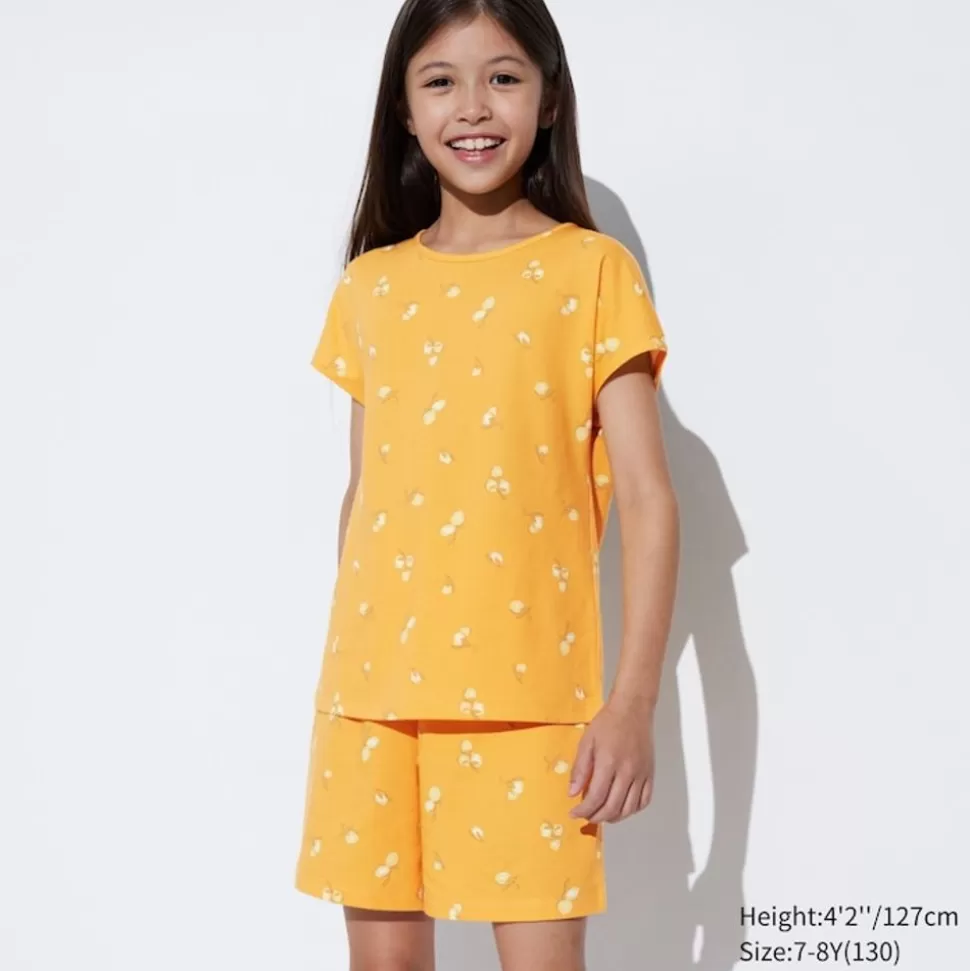 UNIQLO Pyjamas*Madchen Gestreiftes Airism Baumwolle Kurzarm Lounge Set