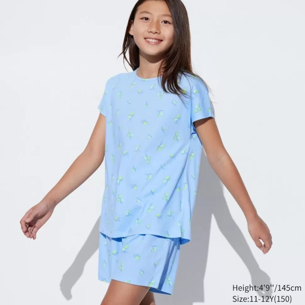 UNIQLO Pyjamas*Madchen Gestreiftes Airism Baumwolle Kurzarm Lounge Set