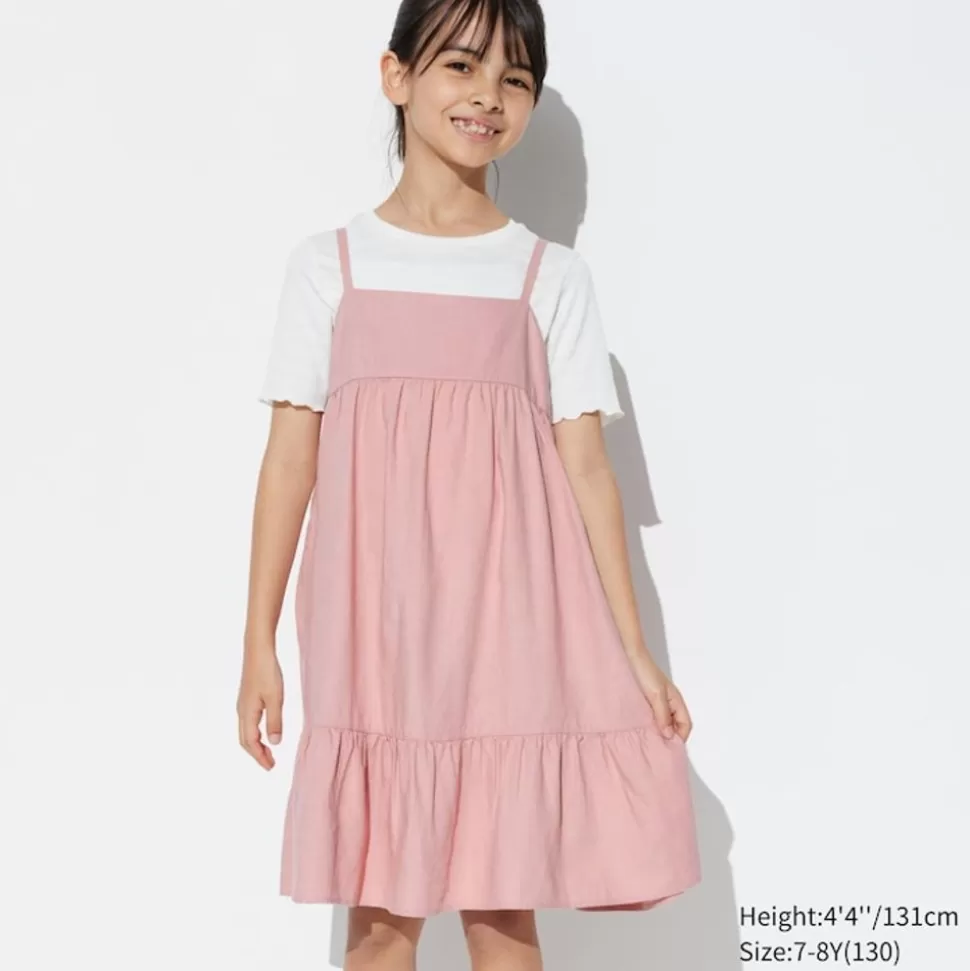 UNIQLO Naturlich Feines Leinen*Madchen Leinenmix Tragerkleid