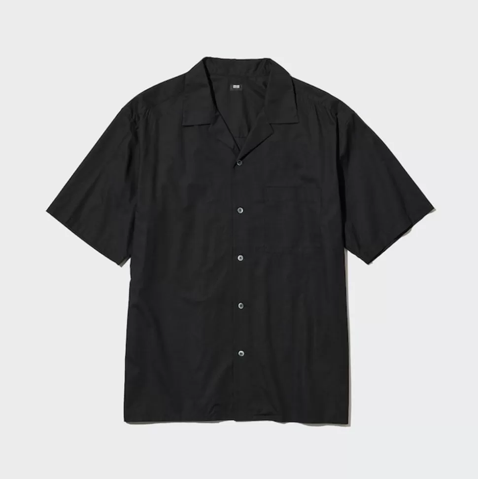 UNIQLO Hemden*Modal Baumwolle Kurzarm Hemd Mit Offenem Kragen