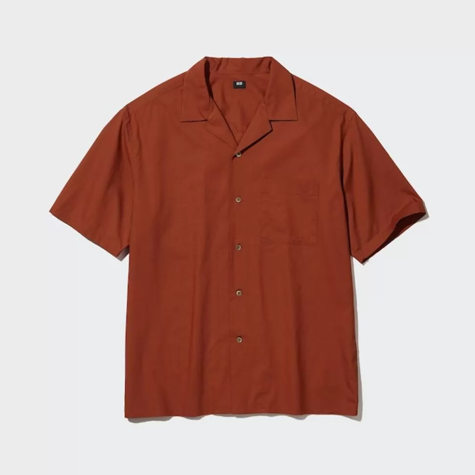 UNIQLO Hemden*Modal Baumwolle Kurzarm Hemd Mit Offenem Kragen