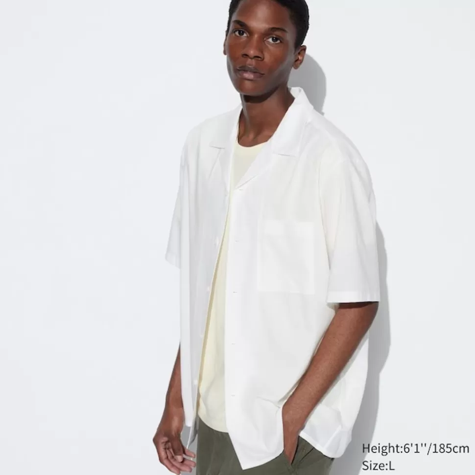 UNIQLO Hemden*Modal Baumwolle Kurzarm Hemd Mit Offenem Kragen