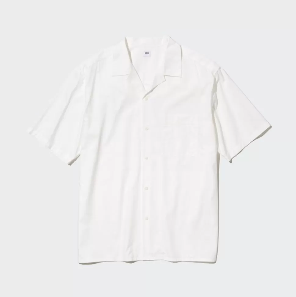 UNIQLO Hemden*Modal Baumwolle Kurzarm Hemd Mit Offenem Kragen