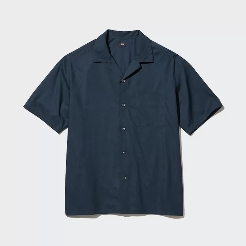 UNIQLO Hemden*Modal Baumwolle Kurzarm Hemd Mit Offenem Kragen