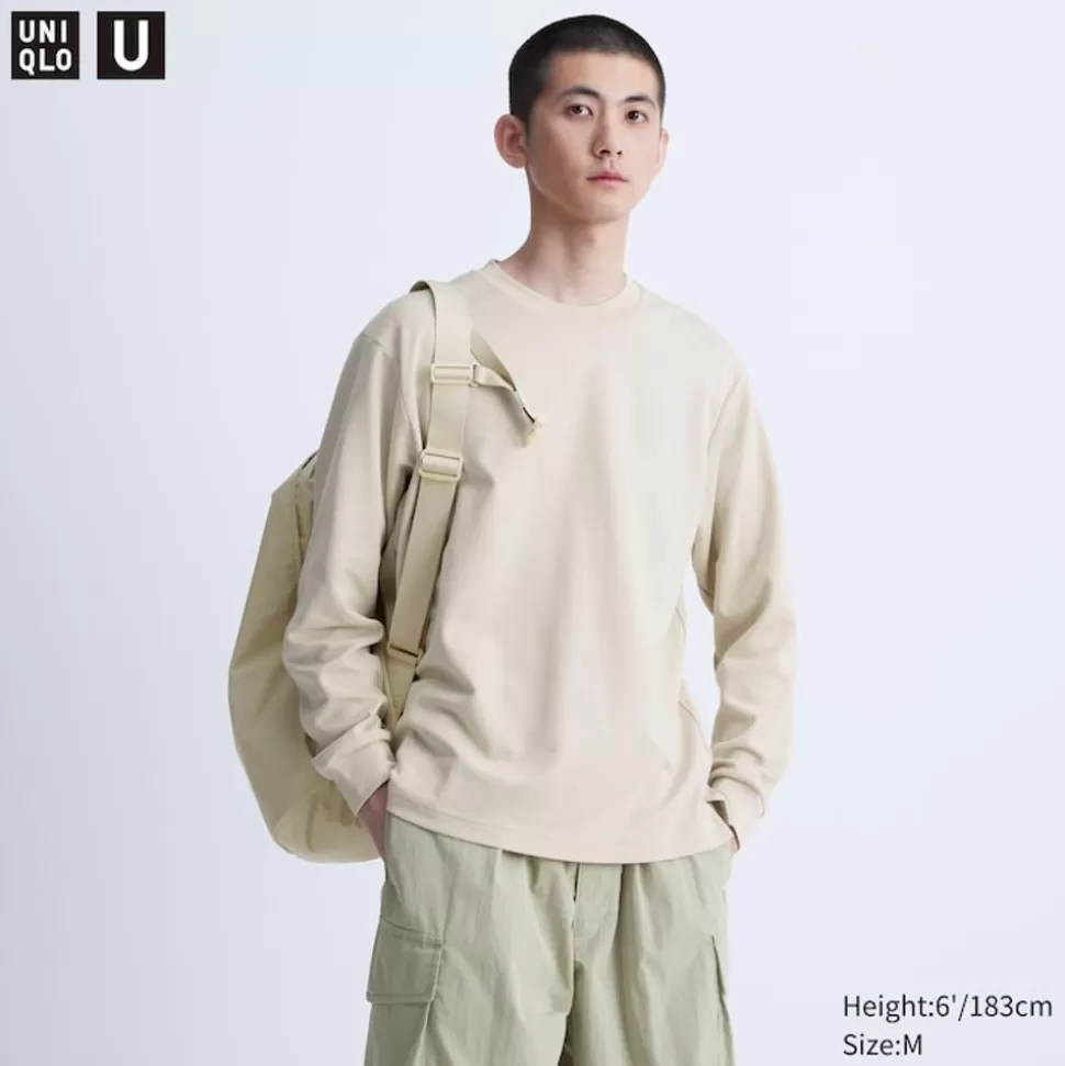 UNIQLO T-Shirts & Oberteile*Oversized Airism Baumwolle Langarmshirt