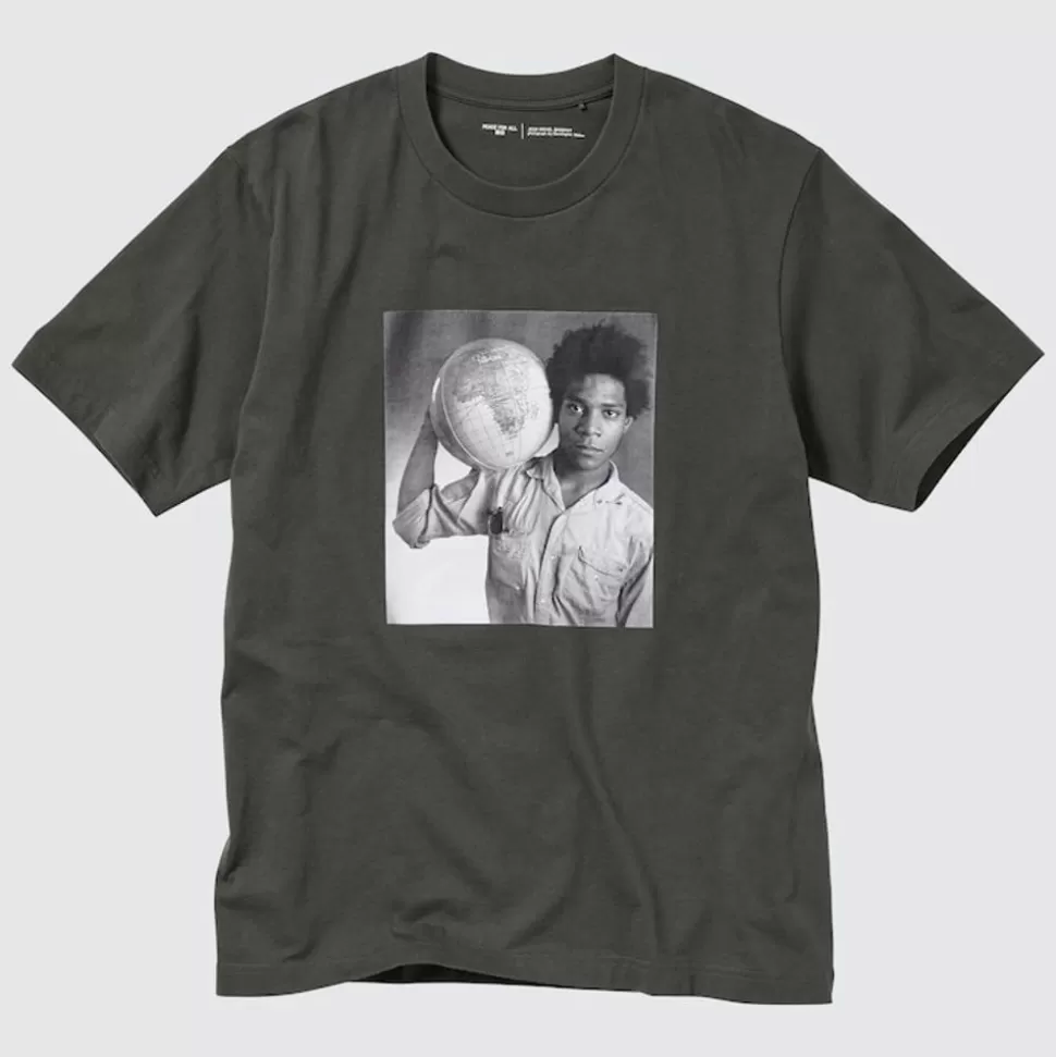 UNIQLO T-Shirts & Oberteile*Peace For All Bedrucktes T-Shirt (Jean-Michel Basquiat / Christopher Makos) Dunkelgrau