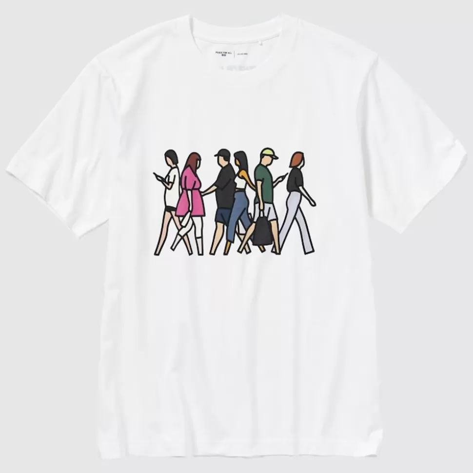 UNIQLO T-Shirts & Oberteile*Peace For All Bedrucktes T-Shirt (Julian Opie) Weis