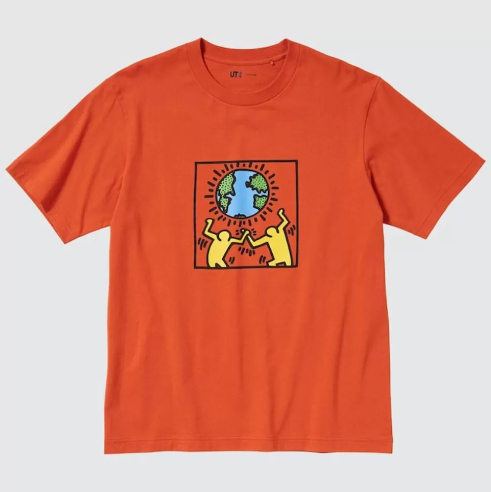 UNIQLO T-Shirts & Oberteile*Peace For All Bedrucktes T-Shirt (Keith Haring) Orange