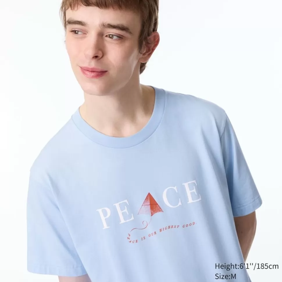 UNIQLO T-Shirts & Oberteile*Peace For All Bedrucktes T-Shirt (Khaled Hosseini) Hellblau