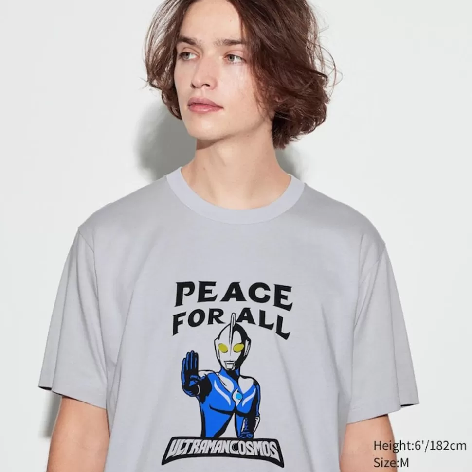 UNIQLO T-Shirts & Oberteile*Peace For All Bedrucktes T-Shirt (Ultraman) Hellgrau