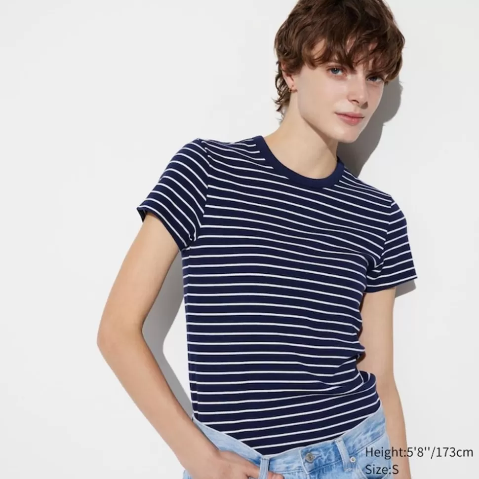 UNIQLO T-Shirts & Oberteile*Sanftes Geripptes Gestreiftes T-Shirt