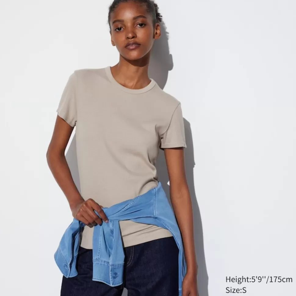 UNIQLO T-Shirts & Oberteile*Sanftes Geripptes T-Shirt