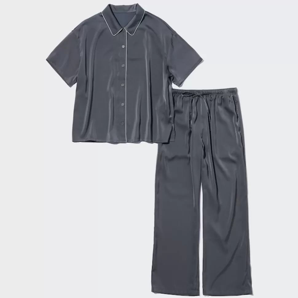 UNIQLO Loungewear & Pyjamas*Satin Kurzarm Pyjama Grau