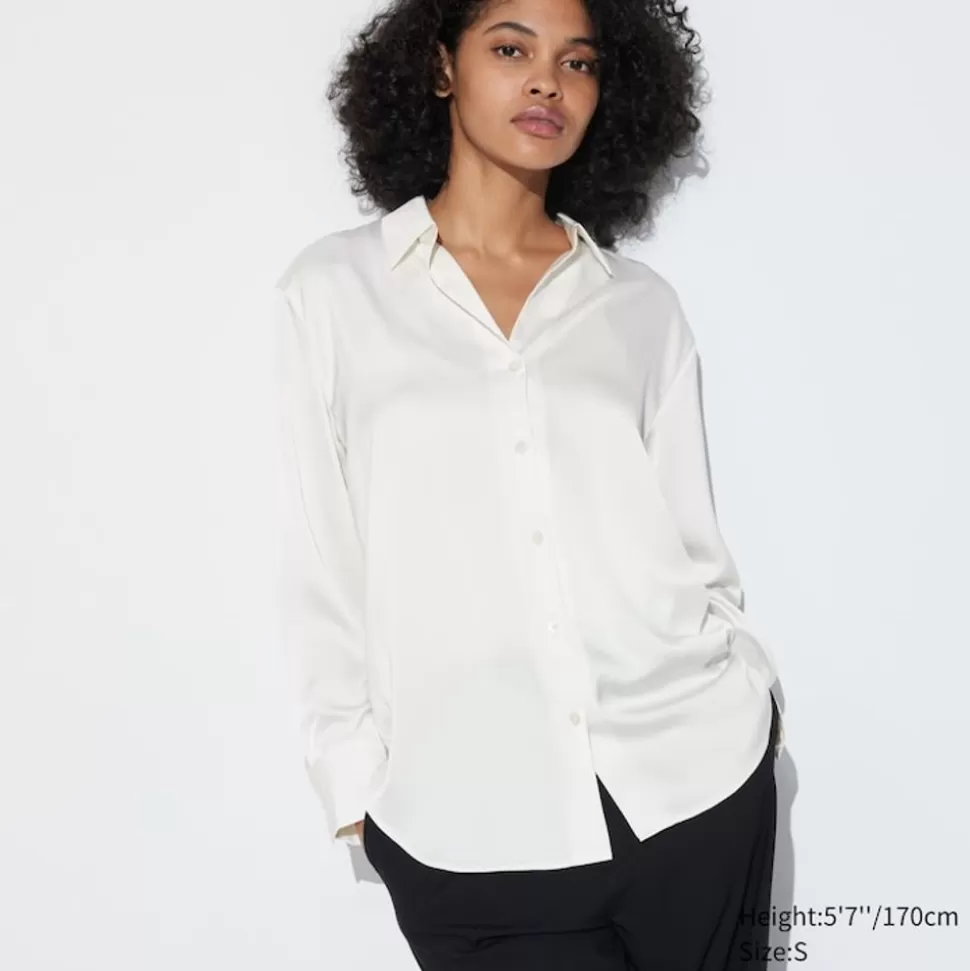 UNIQLO Hemden & Blusen*Satin Langarm Bluse
