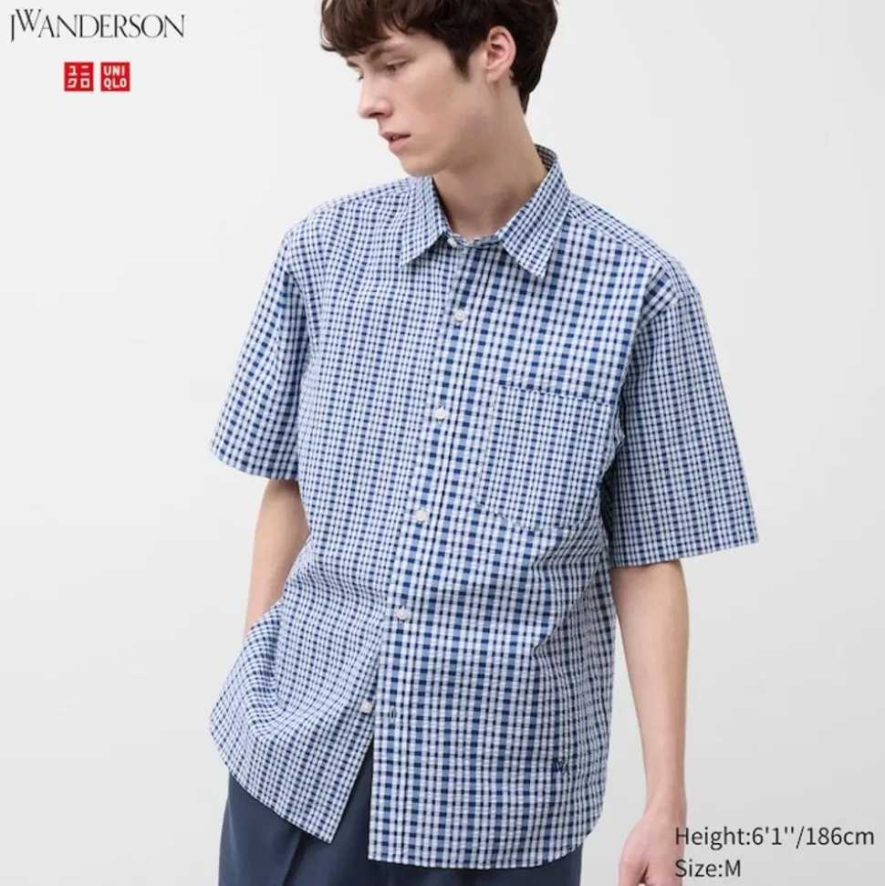 UNIQLO Hemden*Seersucker Kurzarm Hemd