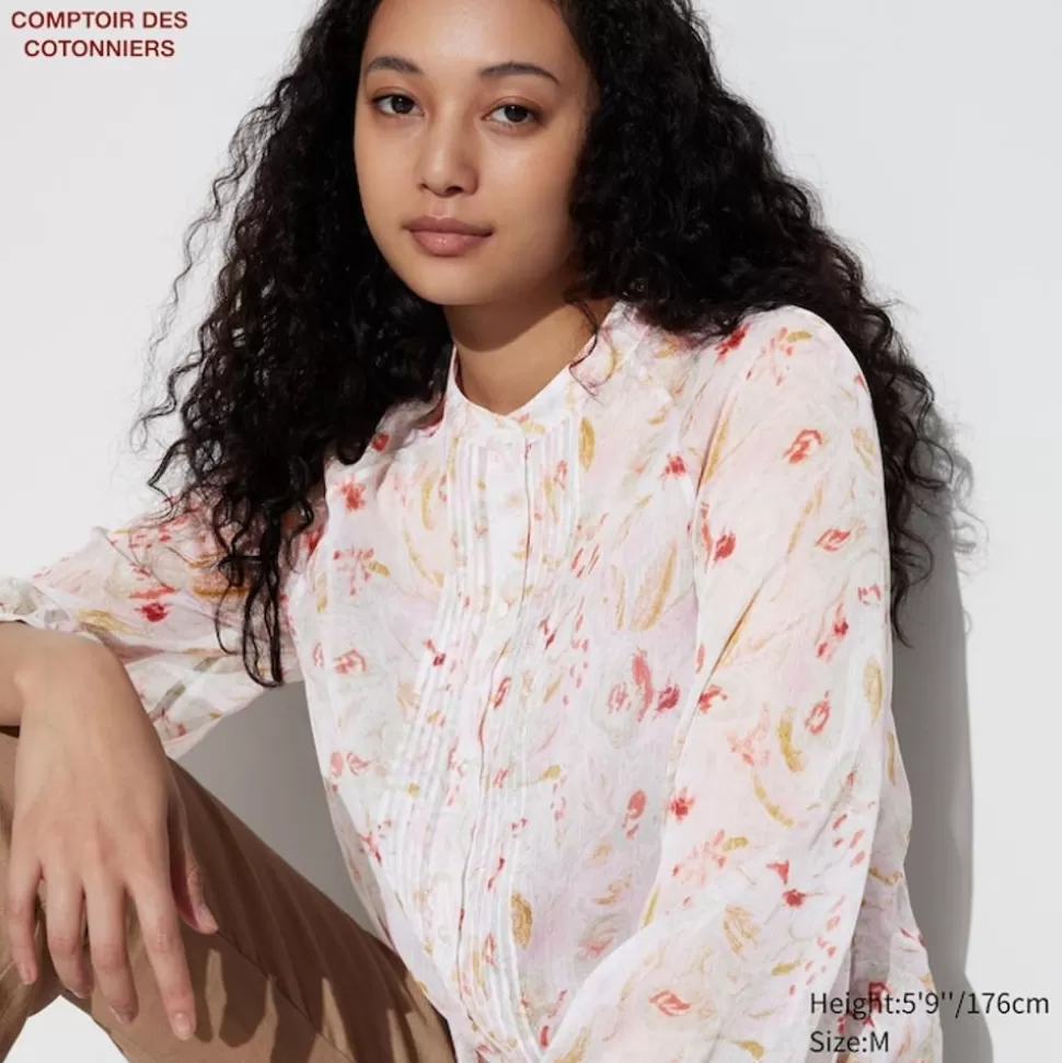 UNIQLO Hemden & Blusen*Strukturierte Chiffon Langarm Bluse