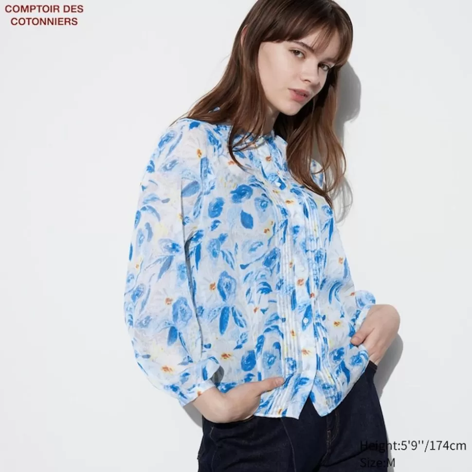 UNIQLO Hemden & Blusen*Strukturierte Chiffon Langarm Bluse