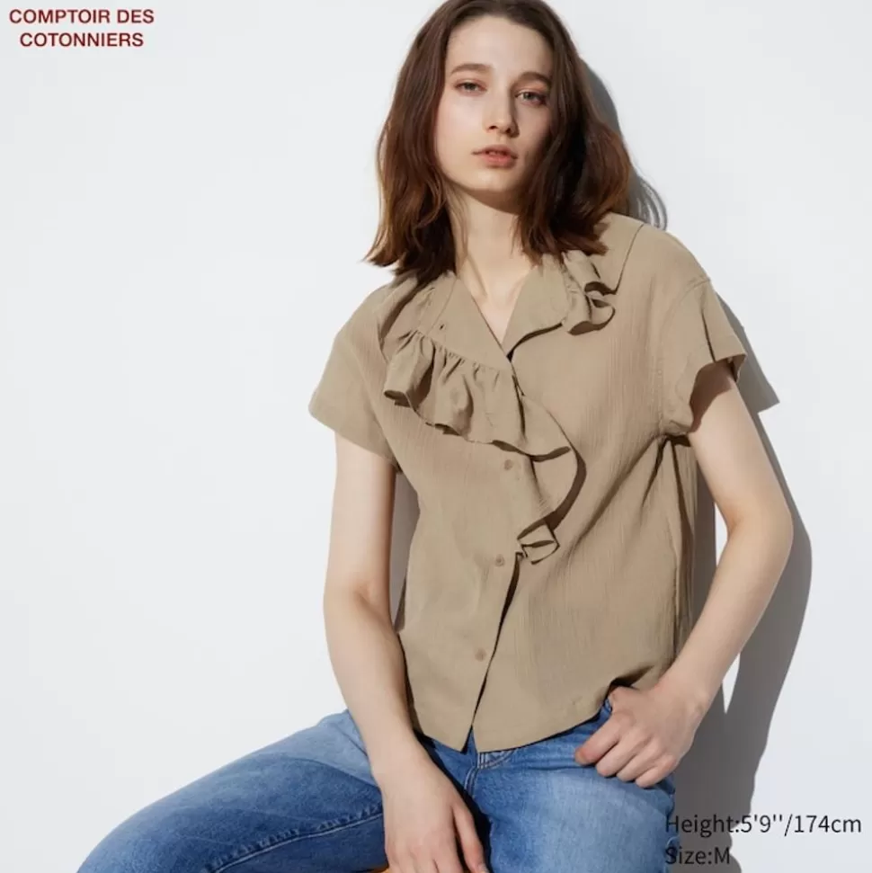 UNIQLO Hemden & Blusen*Transparente Baumwolle Kurzarm Bluse