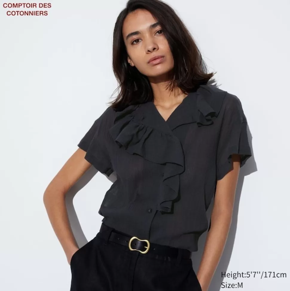 UNIQLO Hemden & Blusen*Transparente Baumwolle Kurzarm Bluse