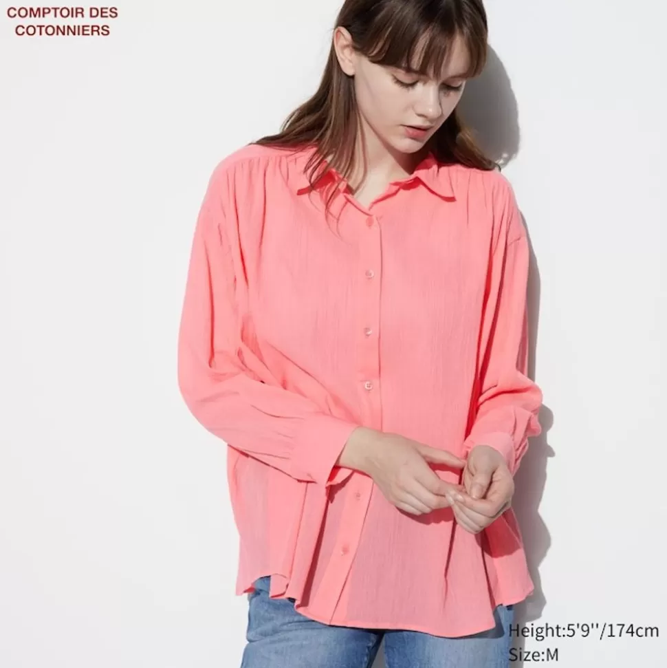 UNIQLO Hemden & Blusen*Transparente Baumwolle Langarm Bluse