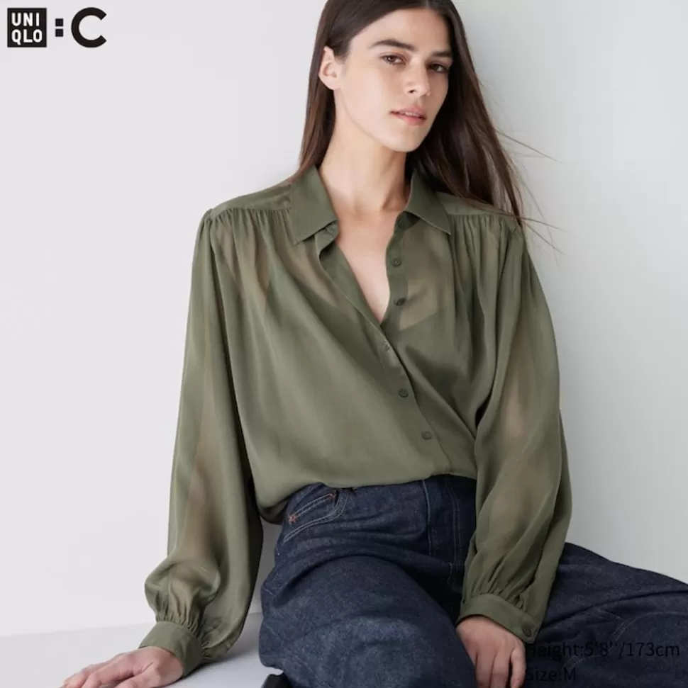 UNIQLO Hemden & Blusen*Transparente Oversized Langarm Bluse