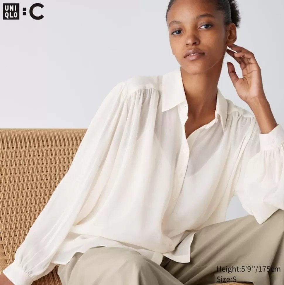 UNIQLO Hemden & Blusen*Transparente Oversized Langarm Bluse