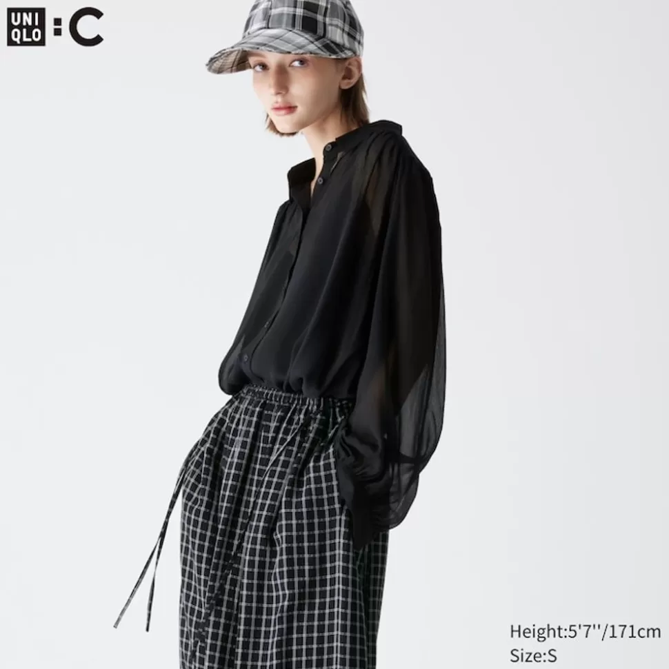 transparente_oversized_langarm_bluse_2.webp UNIQLO Hemden & Blusen*Transparente Oversized Langarm Bluse