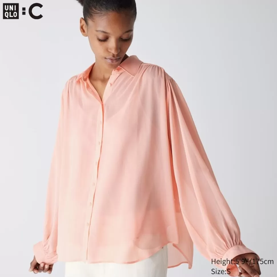 transparente_oversized_langarm_bluse_3.webp UNIQLO Hemden & Blusen*Transparente Oversized Langarm Bluse