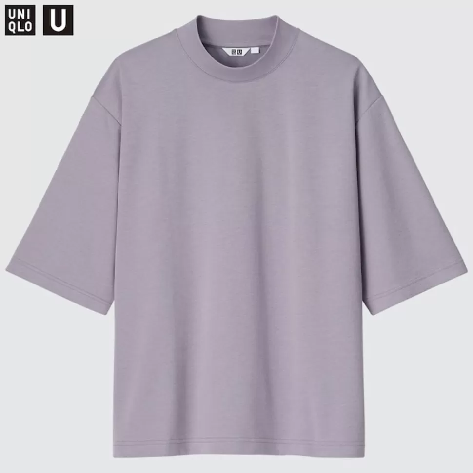 UNIQLO T-Shirts & Oberteile* U Oversized Airism Baumwolle Halbarm T-Shirt Mit Stehkragen