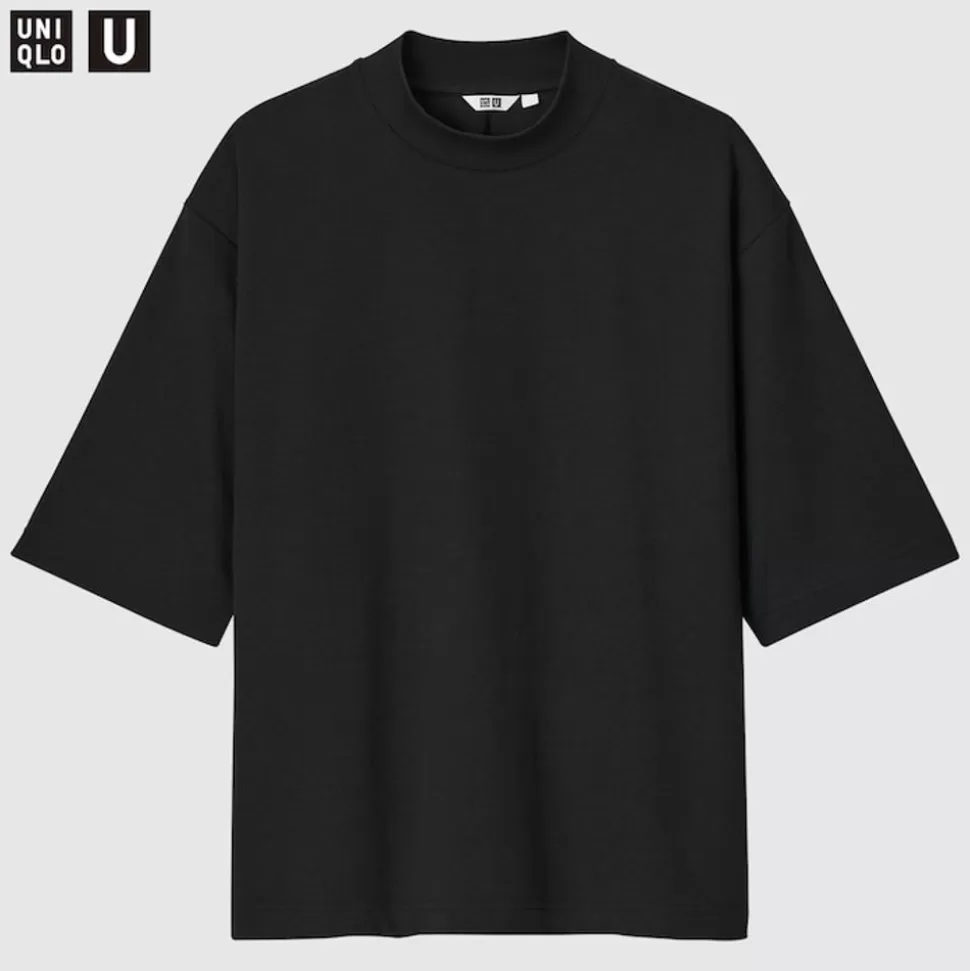 UNIQLO T-Shirts & Oberteile* U Oversized Airism Baumwolle Halbarm T-Shirt Mit Stehkragen