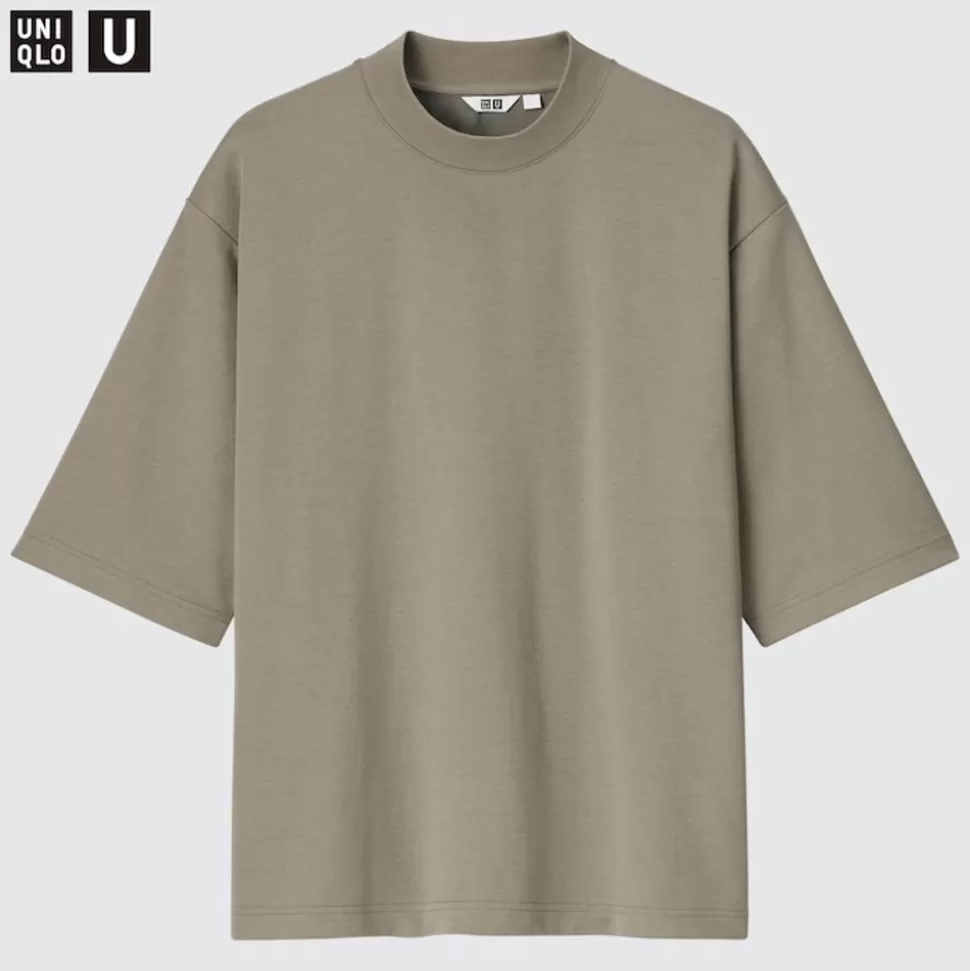 UNIQLO T-Shirts & Oberteile* U Oversized Airism Baumwolle Halbarm T-Shirt Mit Stehkragen