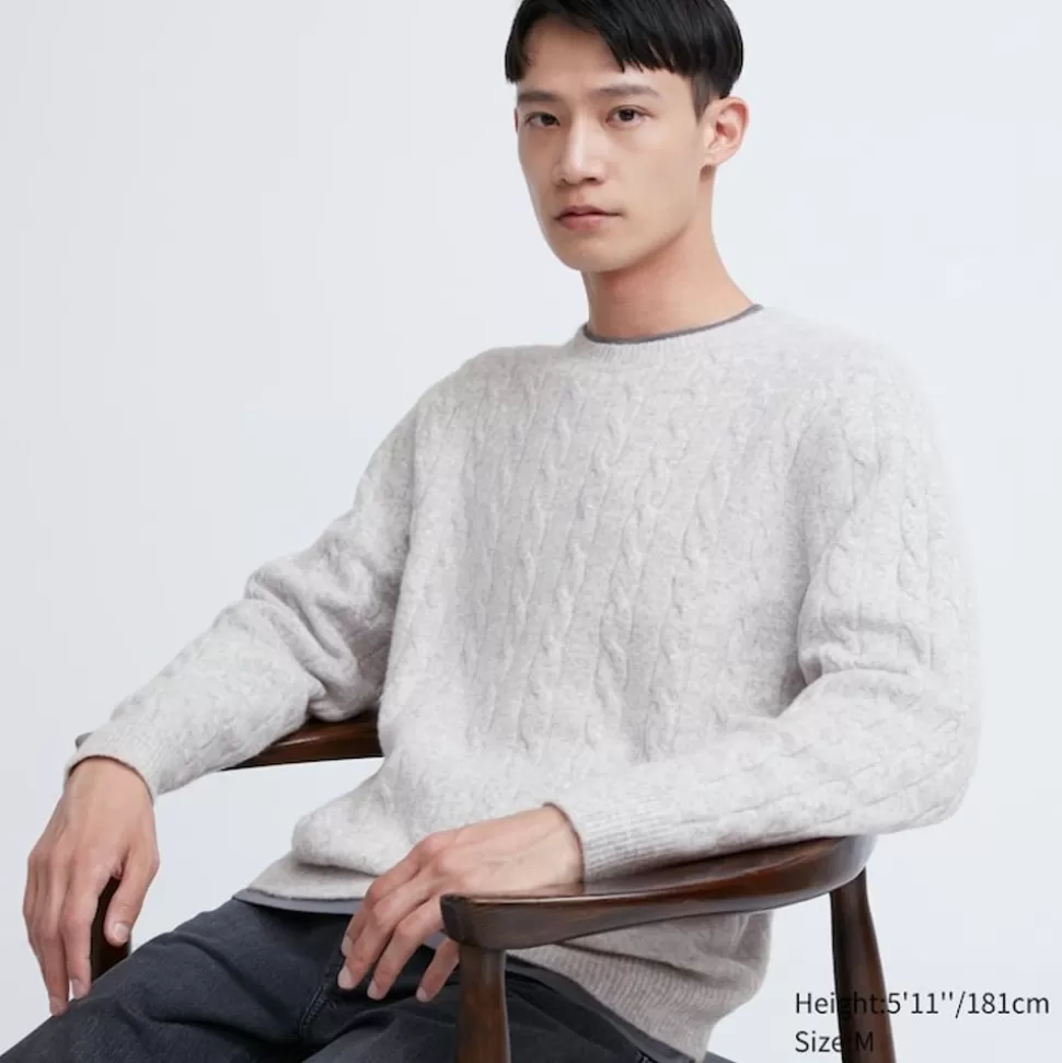 UNIQLO Pullover & Strickjacken*Weicher Souffle Strickpullover (Zopfstrickmuster)